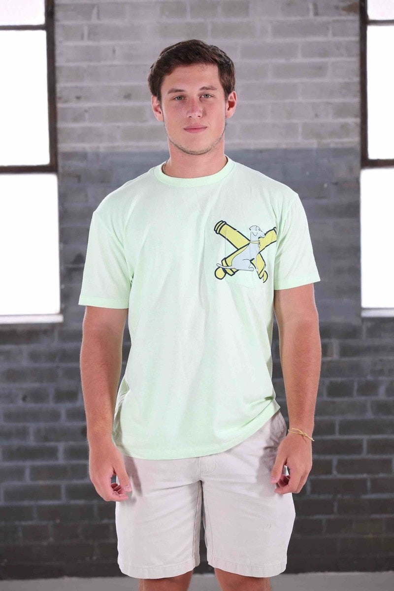 BLUE LACY POCKET TEE