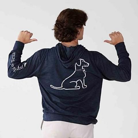 BLUE HEATHER VINTAGE LACY DOG HOODIE TEE