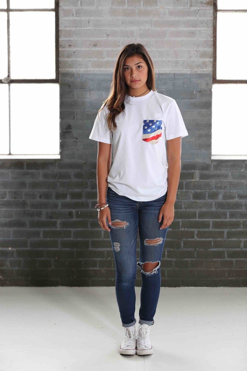 USA! USA! USA! FLAG POCKET TEE