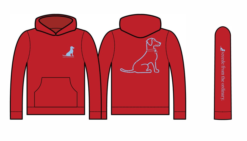 RED VINTAGE BLUE LACY DOG HOODIE TEE