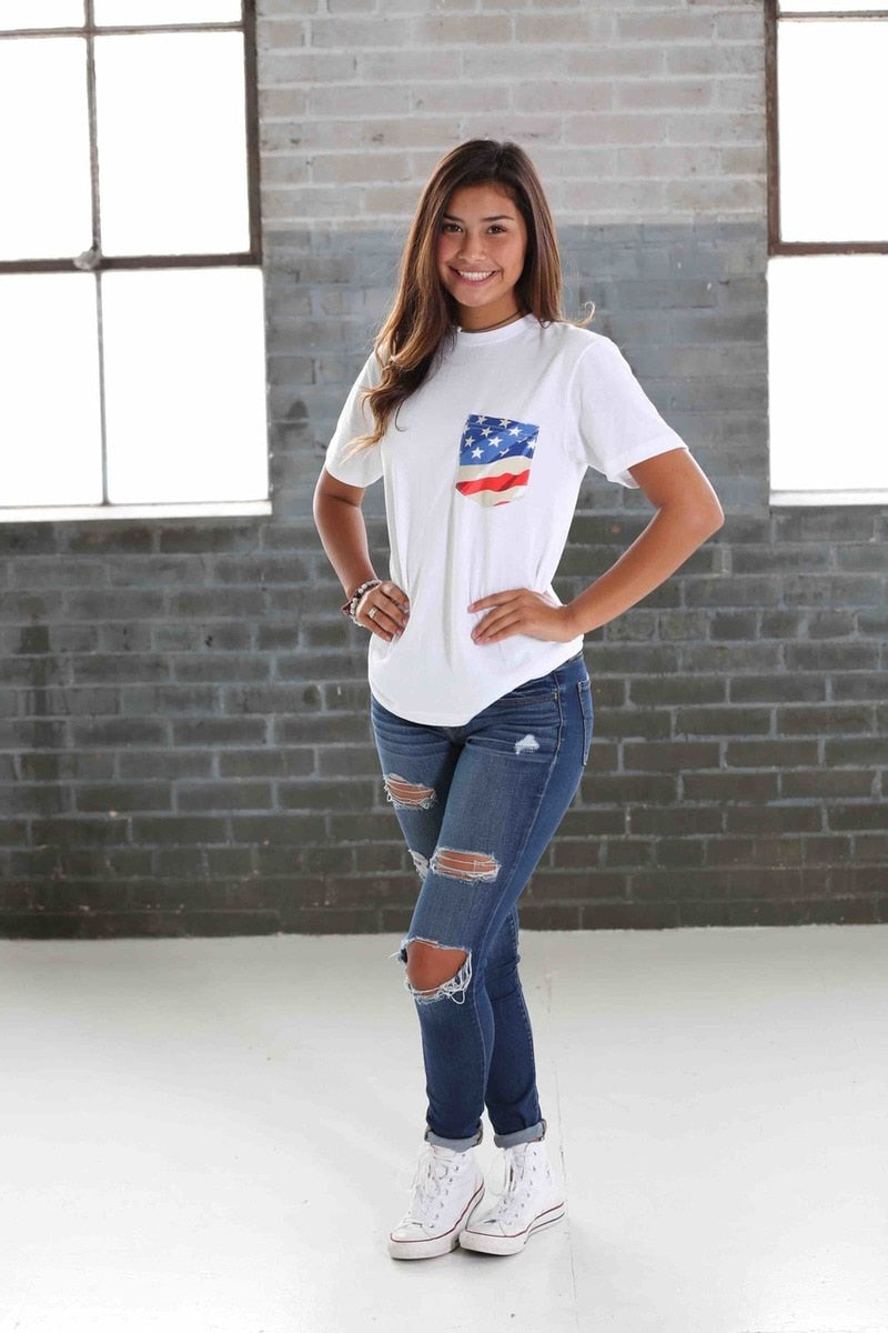 USA! USA! USA! FLAG POCKET TEE